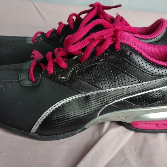 Puma Tazon 6 Women's Sz 8 Athletic Running Shoes Black Leather /Pink #18987702 - Picture 4 of 11